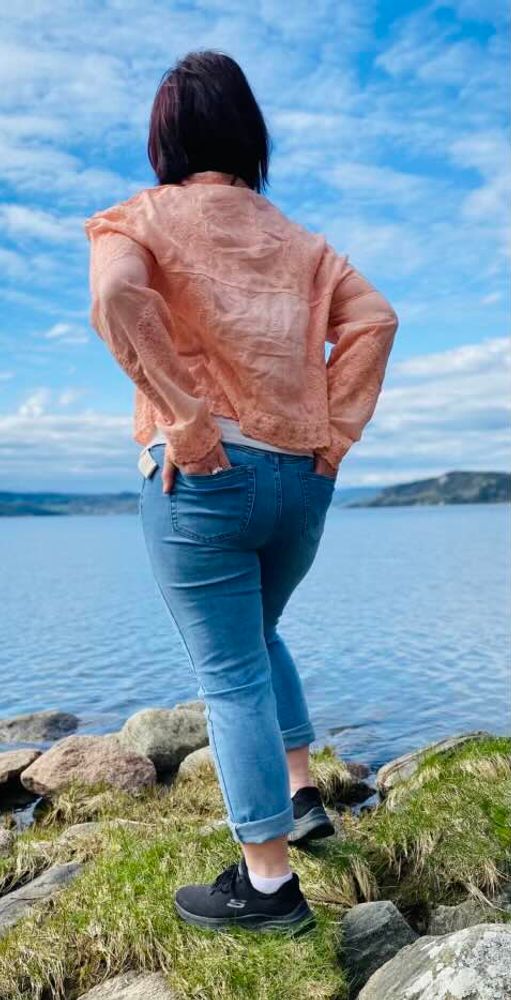 Dame bluse bomull pudder rosa