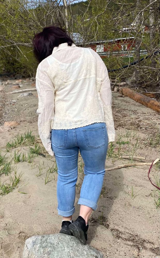 Dame bluse bomull cremehvit