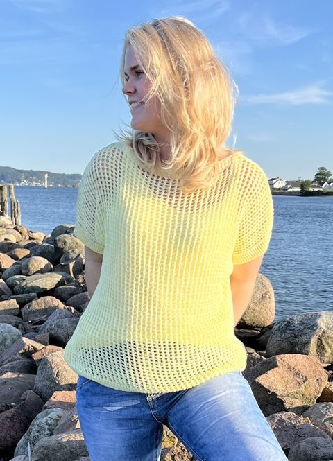 Hovedbilde Heklet topp med singlet Gul