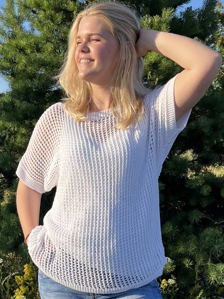 Heklet topp med singlet Hvit